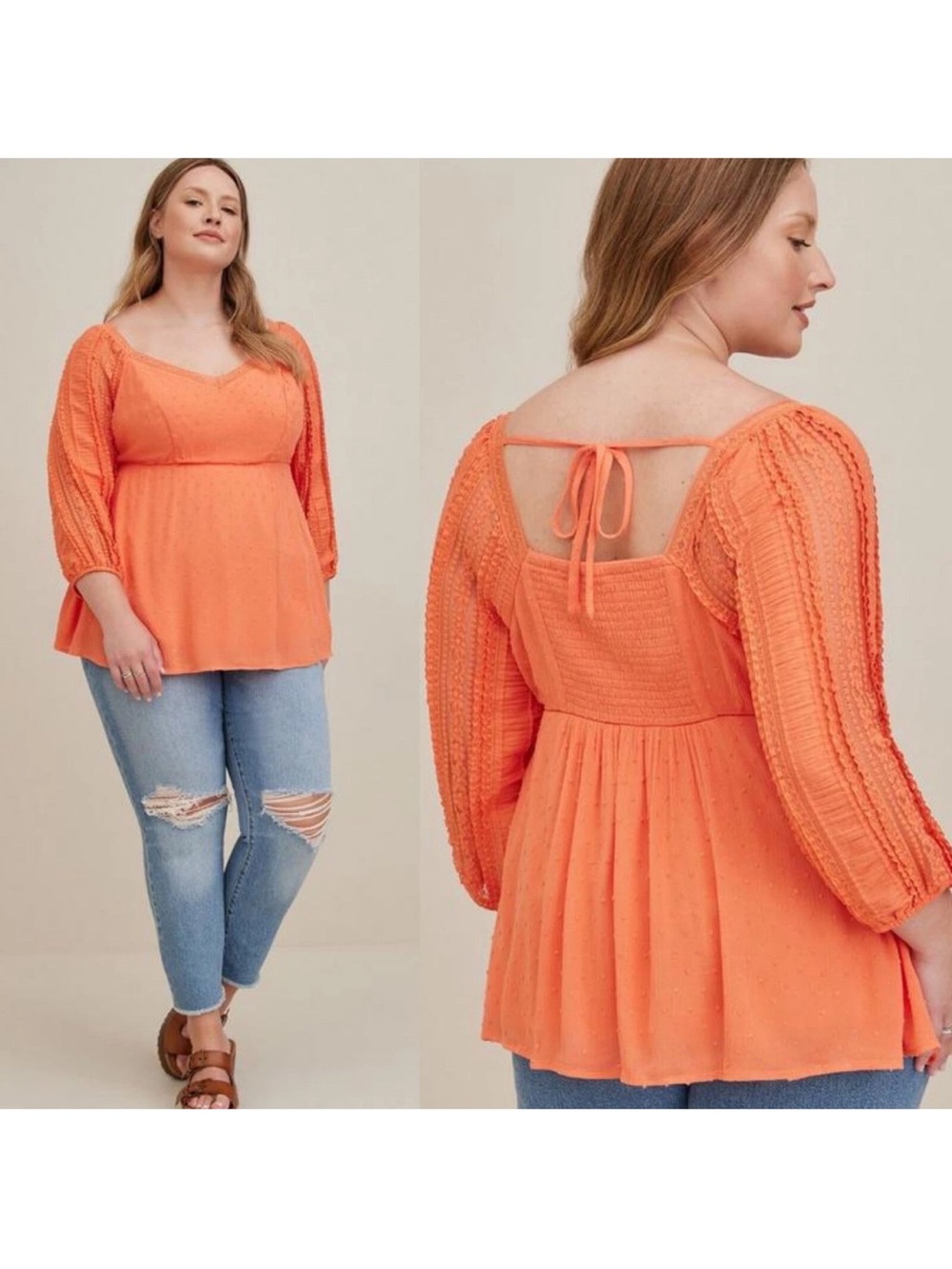 torrid Orange Peplum Tie-Back Top